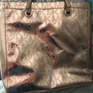 Rose Gold metallic Michael Kors Logo handbag!